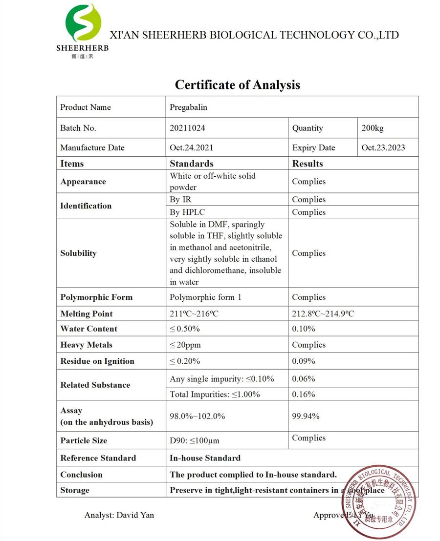 product-900-1108 pregabalin powder raw material